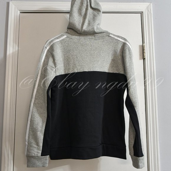 adidas‎ Boys' Youth Pullover Fleece Hoodie GRAY/BLACK - Picture 4 of 6